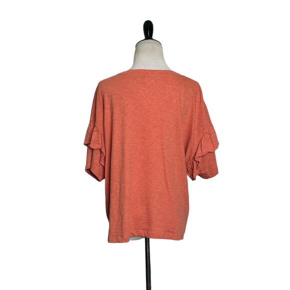 Monoprix Femme orange short ruffle sleeves top size 3 - XL - Picture 6 of 8